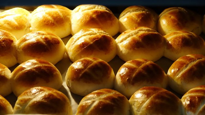 A closeup of baked pastries