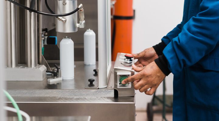 Man operating a aerosol machine